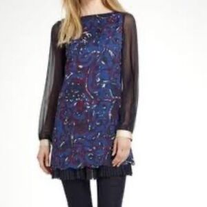 Tory Burch Women's Dorrance Midi Dress Blue Long Sleeve Size 2 Casual